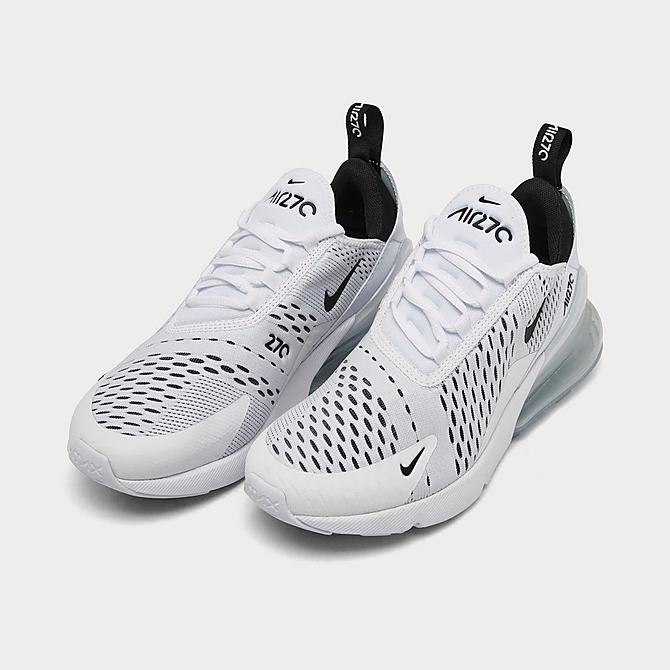 Three Quarter view of Women's Nike Air Max 270 Casual Shoes in White/White/Black Click to zoom