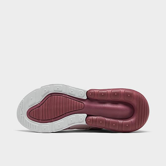 Bottom view of Women's Nike Air Max 270 Casual Shoes in Barely Rose/Elemental Rose/White/Vintage Wine Click to zoom