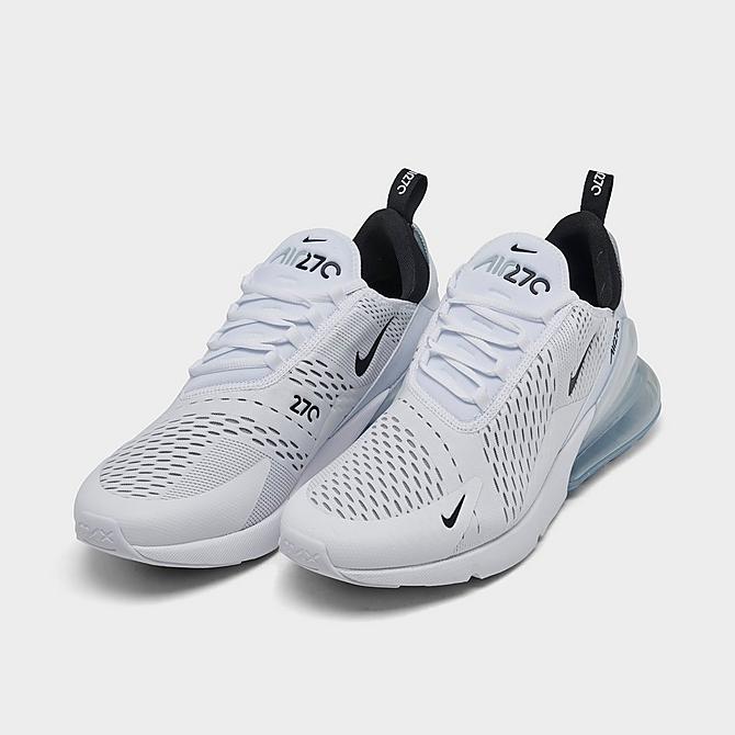 Three Quarter view of Men's Nike Air Max 270 Casual Shoes in White/White/Black Click to zoom
