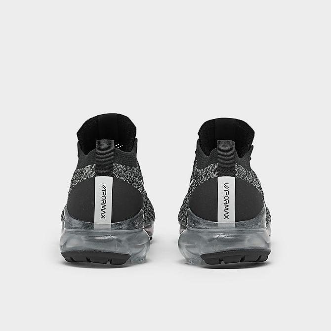Left view of Women's Nike Air VaporMax Flyknit 3 Running Shoes in Black/White/Metallic Silver Click to zoom