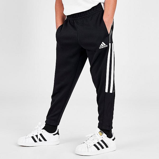 Front Three Quarter view of Kids' Toddler adidas Tiro 21 Pants in Black Click to zoom