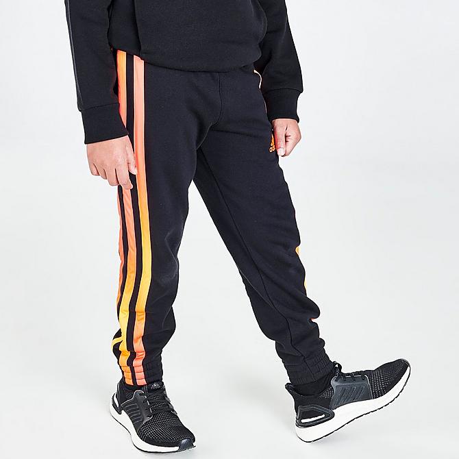 Front Three Quarter view of Boys' adidas Bold 3-Stripes Jogger Pants Click to zoom