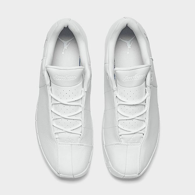 Back view of Men's Air Jordan Team Elite 2 Low Basketball Shoes in White/Pure Platinum/White Click to zoom