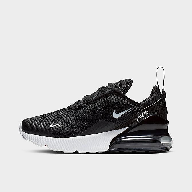 Right view of Little Kids' Nike Air Max 270 Casual Shoes in Black/Anthracite/White Click to zoom