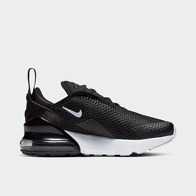 Front view of Little Kids' Nike Air Max 270 Casual Shoes in Black/Anthracite/White Click to zoom