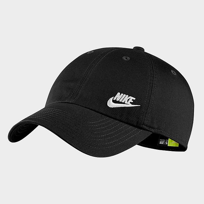 [angle] view of Nike Sportswear Heritage86 Adjustable Back Hat in Black/White Click to zoom