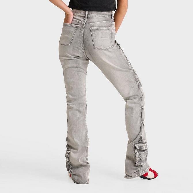 [angle] view of Women's Smoke Rise Ruby High-Rise Stacked Side Pocket Denim Pants in Grey/Denim Click to zoom