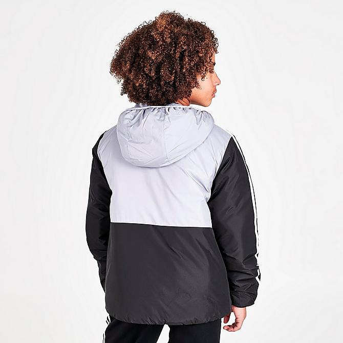 Back Right view of Boys' adidas Colorblocked Insulated Jacket in Black/Halo Silver Click to zoom