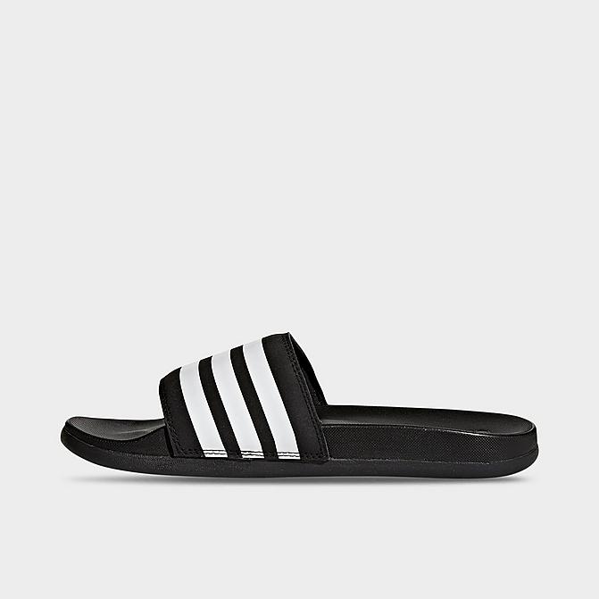 Right view of Women's adidas adilette Cloudfoam Plus Slide Sandals in Black/White Click to zoom