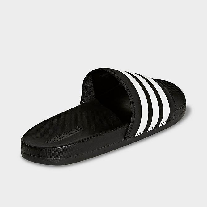 Left view of Women's adidas adilette Cloudfoam Plus Slide Sandals in Black/White Click to zoom