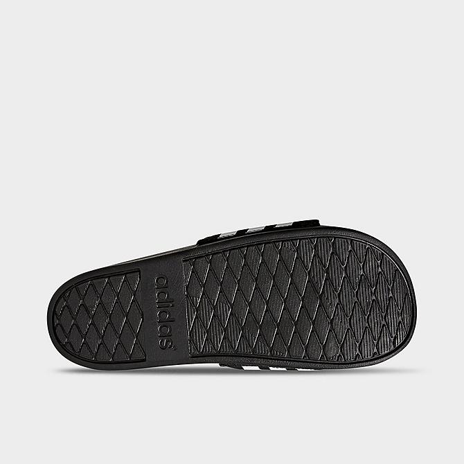Bottom view of Women's adidas adilette Cloudfoam Plus Slide Sandals in Black/White Click to zoom