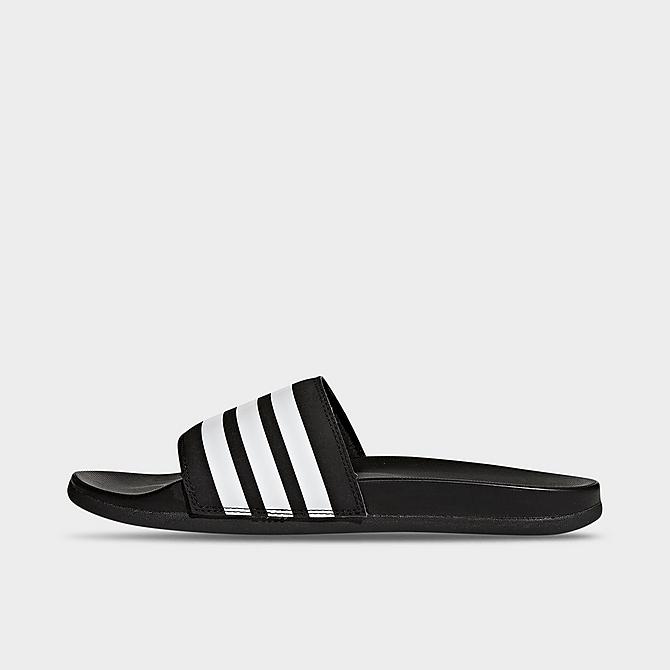 Front view of Men's adidas Adilette Cloudfoam Plus Slide Sandals in Core Black/Cloud White Click to zoom