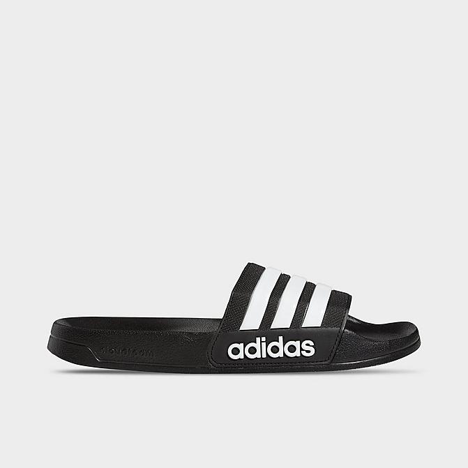 Right view of Men's adidas Adilette Shower Slide Sandals in Core Black/Footwear White/Core Black Click to zoom