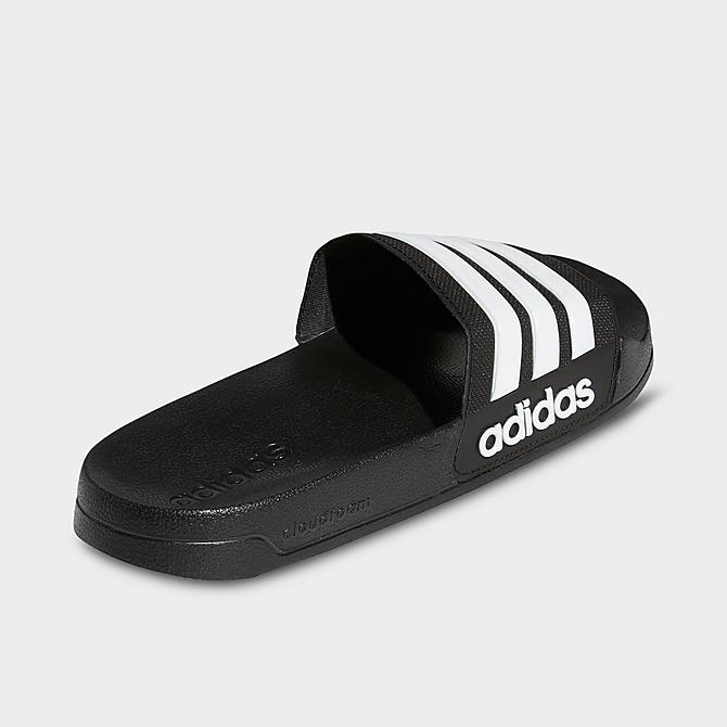 Left view of Men's adidas Adilette Shower Slide Sandals in Core Black/Footwear White/Core Black Click to zoom