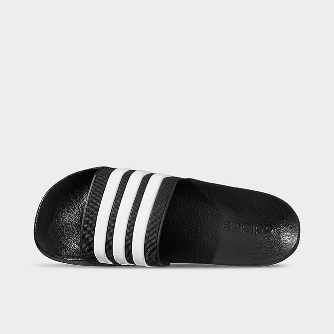 Back view of Men's adidas Adilette Shower Slide Sandals in Core Black/Footwear White/Core Black Click to zoom
