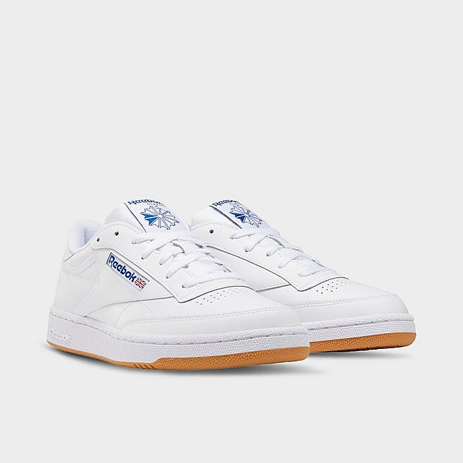 Three Quarter view of Men's Reebok Club C 85 Casual Shoes in White/Royal/Gum Click to zoom
