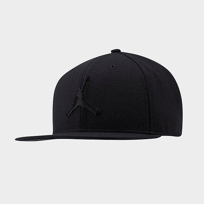 Right view of Jordan Pro Jumpman Snapback Hat in Black/Black/Black/Black Click to zoom