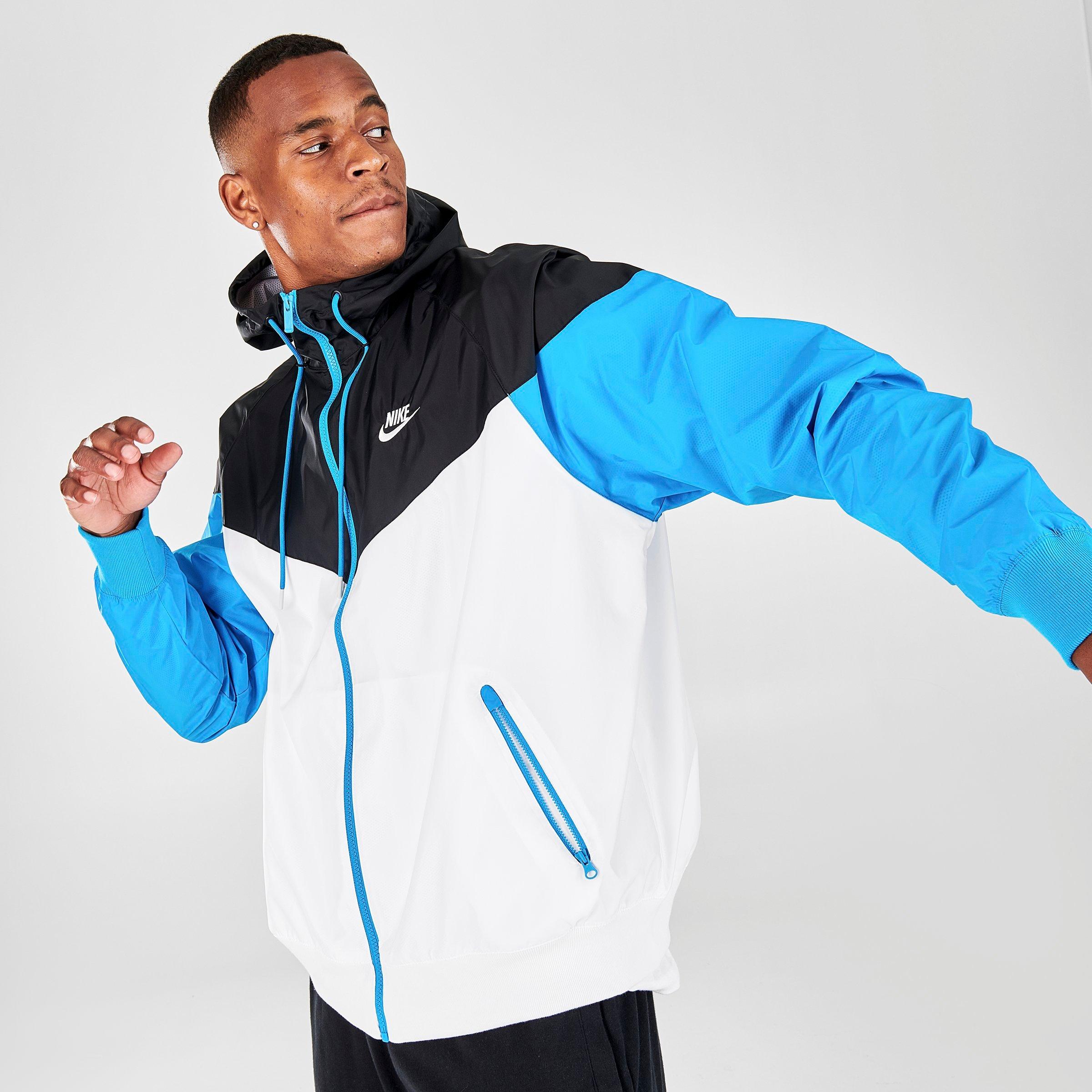 blue black and white nike windbreaker