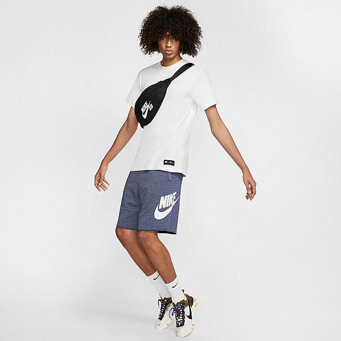 Front view of Men's Nike Sportswear Alumni Fleece Shorts in Blue Void/Heather/Sail Click to zoom