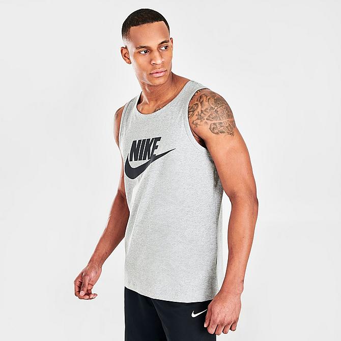 Back Left view of Men's Nike Sportswear Tank in Dark Grey Heather/Black Click to zoom