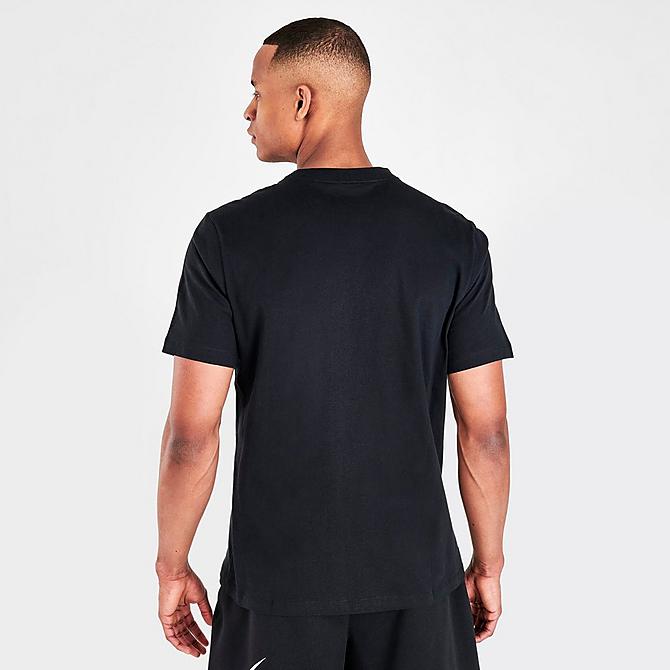 On Model 5 view of Nike Sportswear Brand Mark T-Shirt in Black/University Red Click to zoom