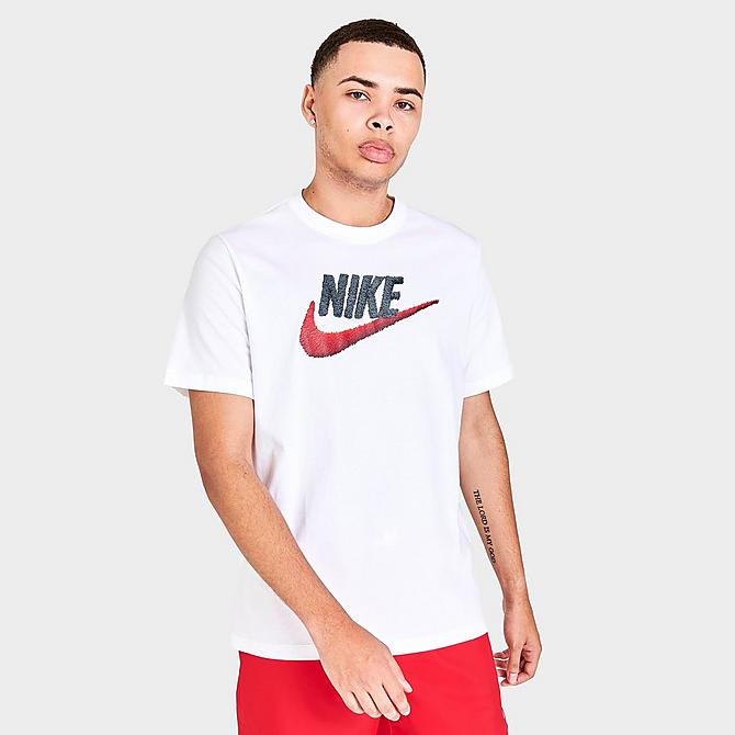 Back Left view of Nike Sportswear Brand Mark T-Shirt in White Click to zoom