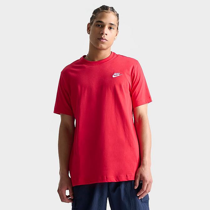 Front view of Nike Sportswear Club T-Shirt in University Red Click to zoom