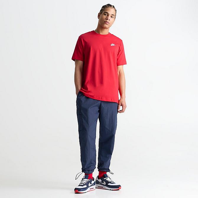 Front Three Quarter view of Nike Sportswear Club T-Shirt in University Red Click to zoom