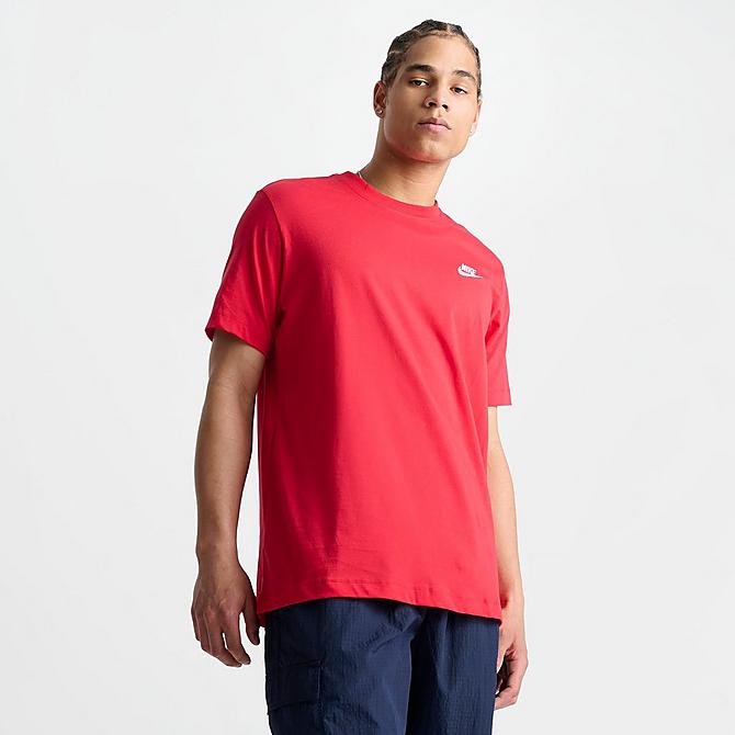 Back Left view of Nike Sportswear Club T-Shirt in University Red Click to zoom