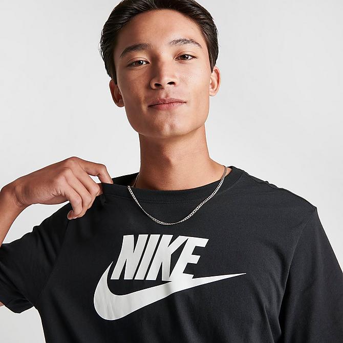 On Model 5 view of Men's Nike Sportswear Icon Futura T-Shirt in Black/White Click to zoom