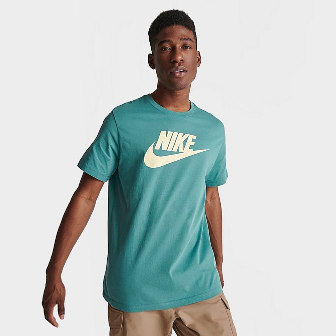 Front view of Men's Nike Sportswear Icon Futura T-Shirt in Mineral Teal Click to zoom