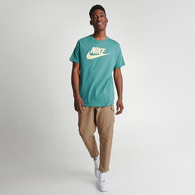 Front Three Quarter view of Men's Nike Sportswear Icon Futura T-Shirt in Mineral Teal Click to zoom
