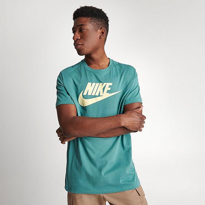 Back Left view of Men's Nike Sportswear Icon Futura T-Shirt in Mineral Teal Click to zoom