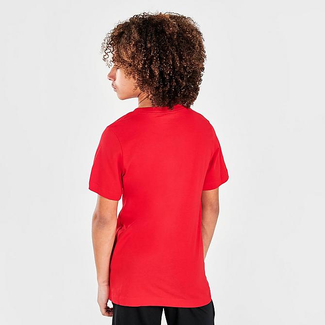 Back Right view of Boys' Nike Sportswear Futura T-Shirt in University Red/Black Click to zoom