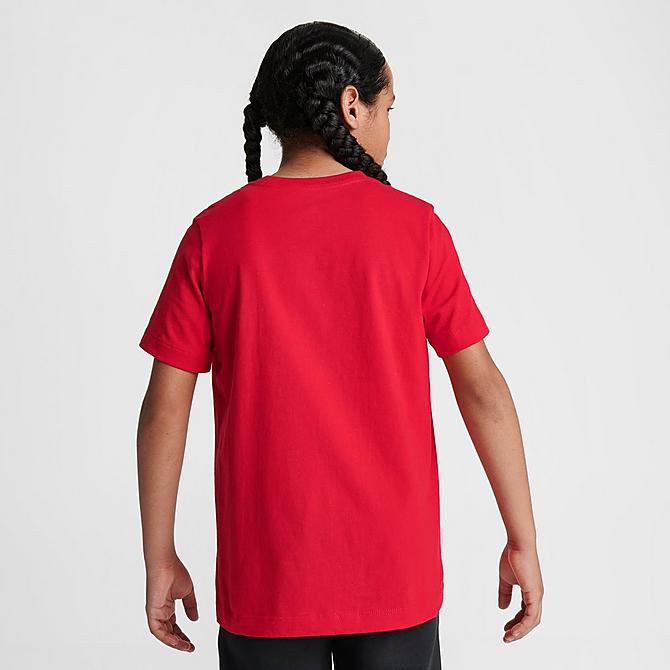 Back Right view of Kids' Nike Sportswear Logo T-Shirt in University Red/White Click to zoom
