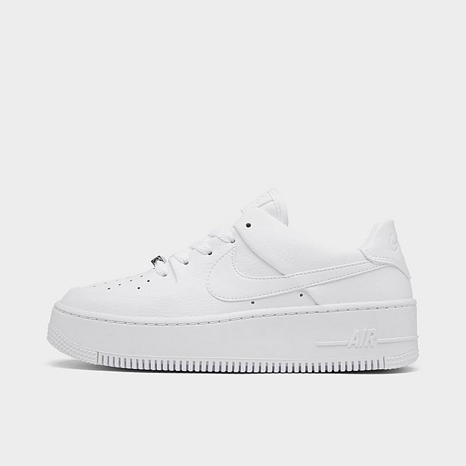 Right view of Women's Nike Air Force 1 Sage XX Low Casual Shoes in White/White/White Click to zoom