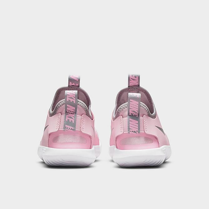 Left view of Girls' Little Kids' Nike Flex Runner Running Shoes in Pink Foam/Light Smoke Grey/Metallic Silver Click to zoom