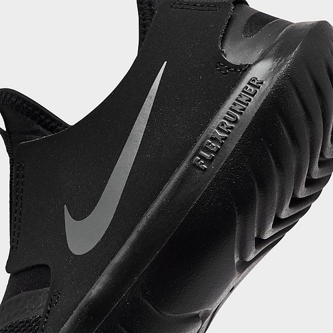 Front view of Little Kids' Nike Flex Runner Running Shoes in Black/Anthracite Click to zoom