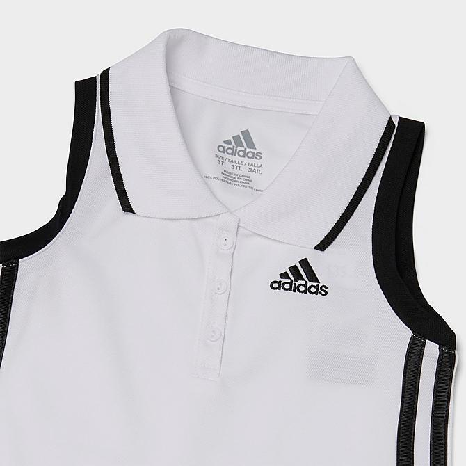 Front view of Girls' Toddler and Girls' Little Kids' adidas Sleeveless Polo Dress in White/Black Click to zoom