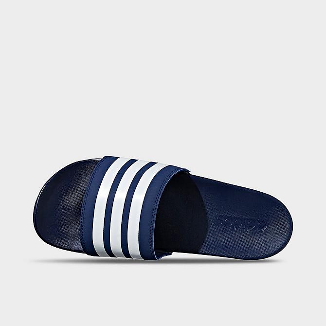 Back view of Men's adidas Essentials Adilette Comfort Slide Sandals in Dark Blue/Cloud White Click to zoom