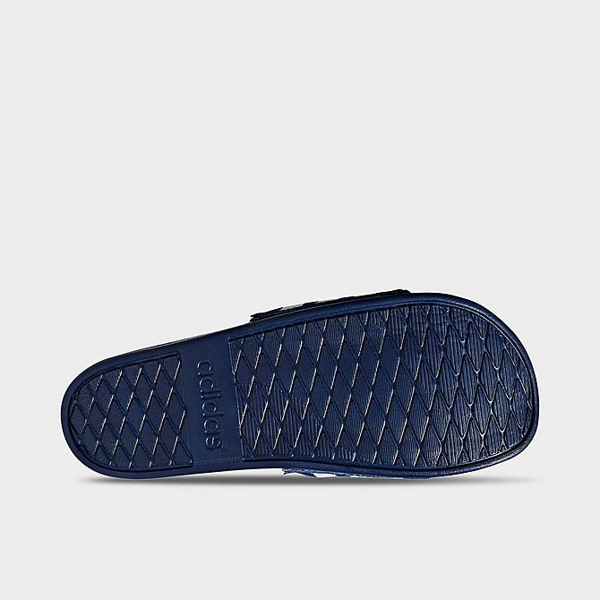 Bottom view of Men's adidas Essentials Adilette Comfort Slide Sandals in Dark Blue/Cloud White Click to zoom