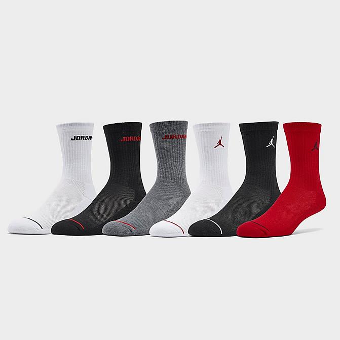 Alternate view of Kids' Jordan Legend 6-Pack Crew Socks in Black/White/Red Click to zoom