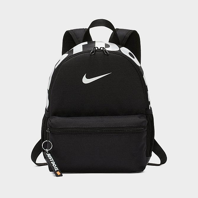 Back view of Nike Brasilia JDI Mini Backpack in Black/Black/(Glossy White) Click to zoom