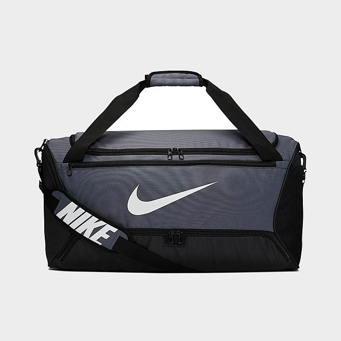 Front view of Nike Brasilia Medium Training Duffel Bag in Flint Grey/Black/White Click to zoom