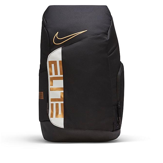 Alternate view of Nike Elite Pro Hoops Basketball Backpack in Black/White/Metallic Gold Click to zoom