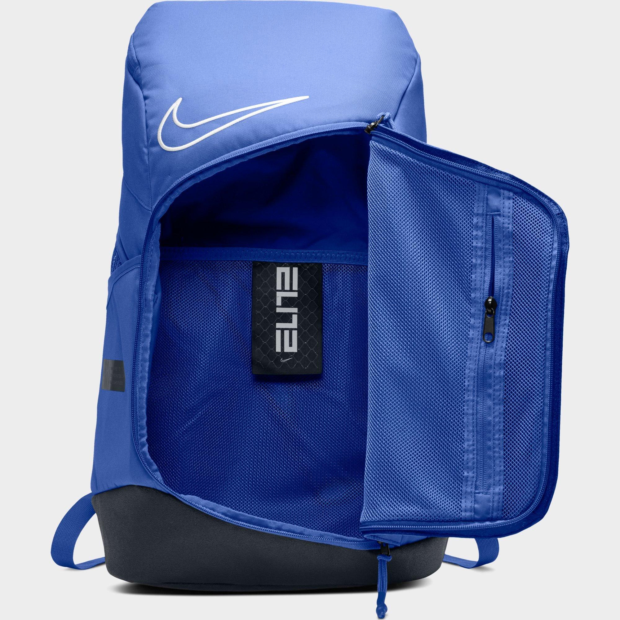 nike elite backpack blue and white