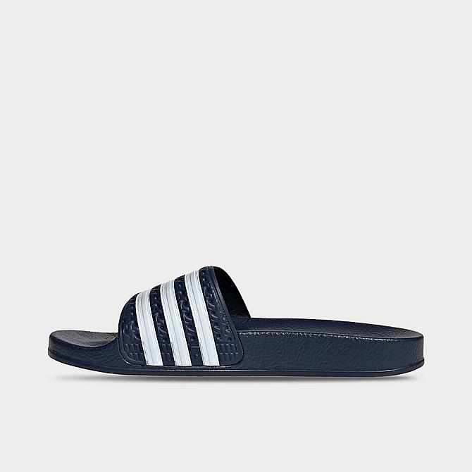 Front view of Boys' Big Kids' adidas adilette Slide Sandals in Legend Ink/White/Legend Ink Click to zoom