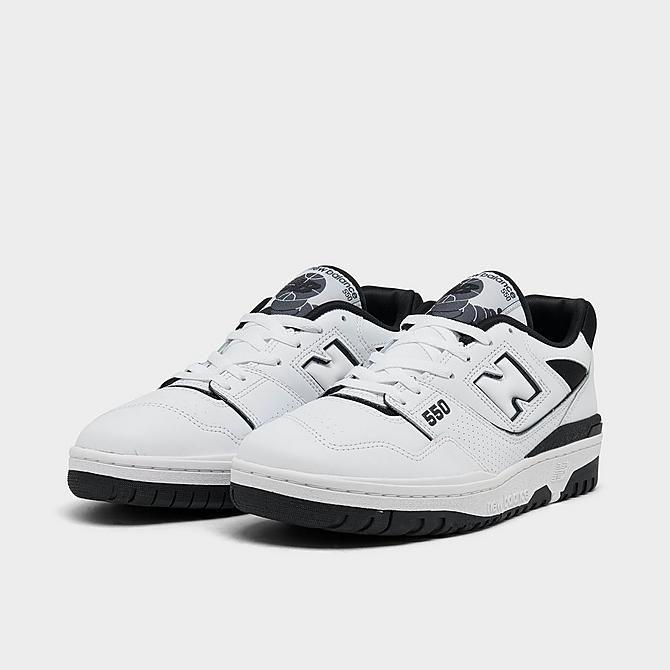 Three Quarter view of Men's New Balance 550 Casual Shoes in White/Black Click to zoom