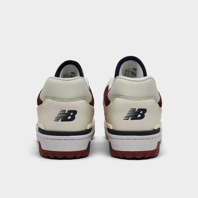 Left view of Men's New Balance 550 Suede Casual Shoes in Sea Salt/Mercury Red Click to zoom