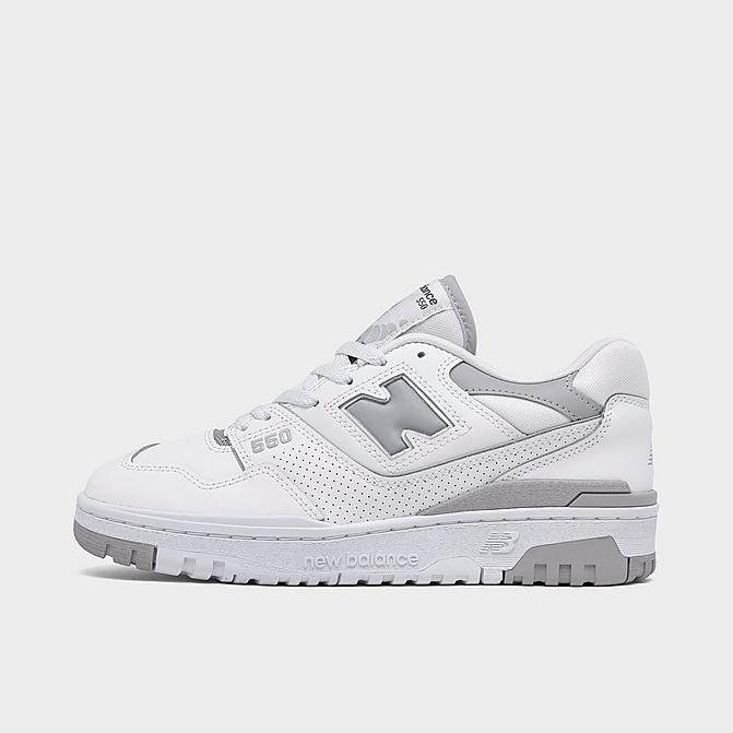 Right view of Women's New Balance 550 Casual Shoes in White/Raincloud Click to zoom